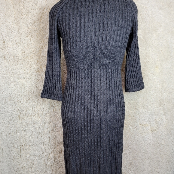 Maple Anthropologie Women's Sz XS Sweater Dress Gray Stretch Angora Cable Knit N - Picture 4 of 9